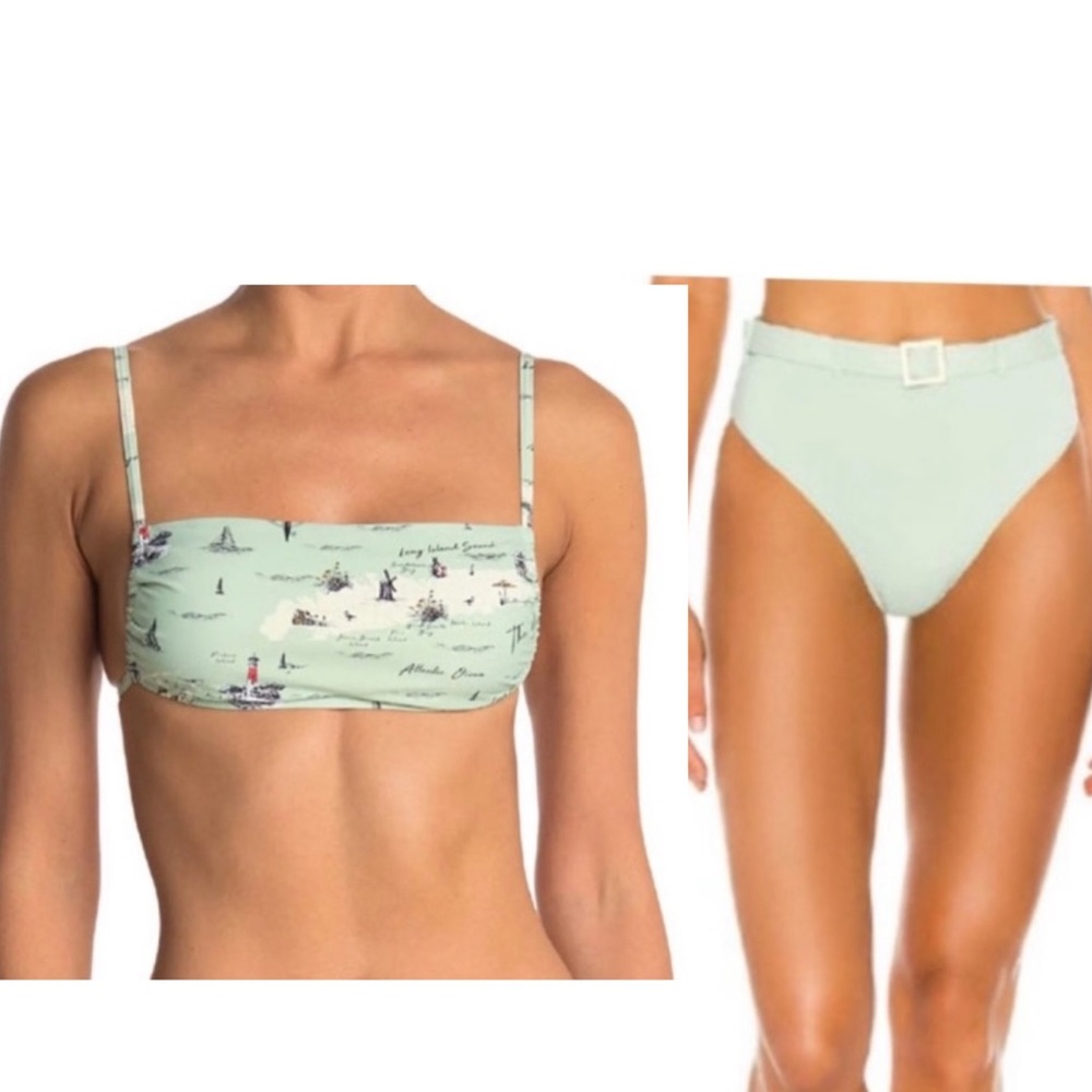 NWT WeWoreWhat Set Hamptons Map in Aqua Foam